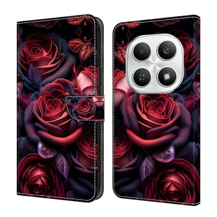 Funda para teléfono de cuero vegano pintado con efecto cristal, For Redmi Note 15 5G / 4G Global 164mm / Poco M8 5G, For Redmi Note 15 Pro 5G Global 163.6mm, For Redmi 15C 5G / 4G EU 173mm / Poco C85 5G, For Redmi 15 5G Global / 4G SEA 169.5mm
