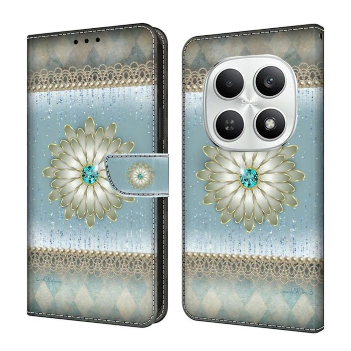 Funda para teléfono de cuero vegano pintado con efecto cristal, For Redmi Note 15 5G / 4G Global 164mm / Poco M8 5G, For Redmi Note 15 Pro 5G Global 163.6mm, For Redmi 15C 5G / 4G EU 173mm / Poco C85 5G, For Redmi 15 5G Global / 4G SEA 169.5mm
