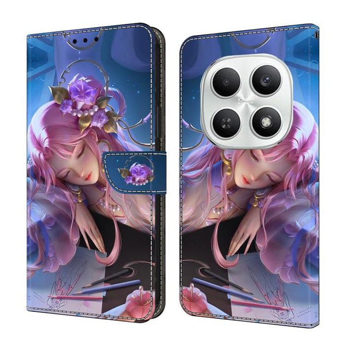 Funda para teléfono de cuero vegano pintado con efecto cristal, For Redmi Note 15 5G / 4G Global 164mm / Poco M8 5G, For Redmi Note 15 Pro 5G Global 163.6mm, For Redmi 15C 5G / 4G EU 173mm / Poco C85 5G, For Redmi 15 5G Global / 4G SEA 169.5mm
