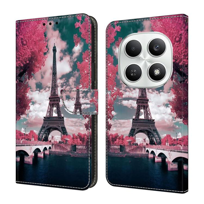 Funda para teléfono de cuero vegano pintado con efecto cristal, For Redmi Note 15 5G / 4G Global 164mm / Poco M8 5G, For Redmi Note 15 Pro 5G Global 163.6mm, For Redmi 15C 5G / 4G EU 173mm / Poco C85 5G, For Redmi 15 5G Global / 4G SEA 169.5mm