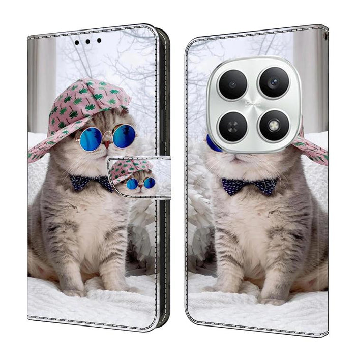 Funda para teléfono de cuero vegano pintado con efecto cristal, For Redmi Note 15 5G / 4G Global 164mm / Poco M8 5G, For Redmi Note 15 Pro 5G Global 163.6mm, For Redmi 15C 5G / 4G EU 173mm / Poco C85 5G, For Redmi 15 5G Global / 4G SEA 169.5mm