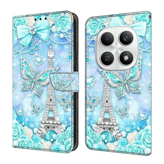 Funda para teléfono de cuero vegano pintado con efecto cristal, For Redmi Note 15 5G / 4G Global 164mm / Poco M8 5G, For Redmi Note 15 Pro 5G Global 163.6mm, For Redmi 15C 5G / 4G EU 173mm / Poco C85 5G, For Redmi 15 5G Global / 4G SEA 169.5mm