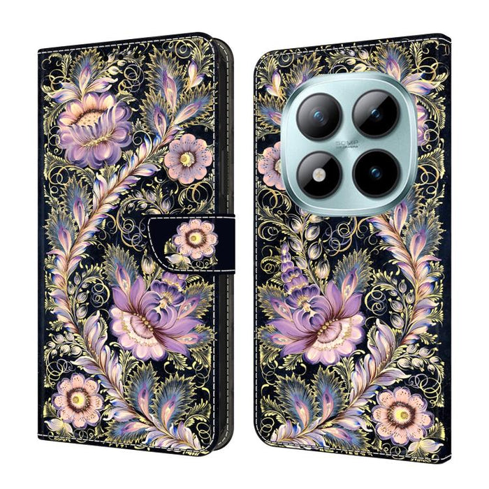 Funda para teléfono de cuero vegano pintado con efecto cristal, For Redmi Note 15 5G / 4G Global 164mm / Poco M8 5G, For Redmi Note 15 Pro 5G Global 163.6mm, For Redmi 15C 5G / 4G EU 173mm / Poco C85 5G, For Redmi 15 5G Global / 4G SEA 169.5mm