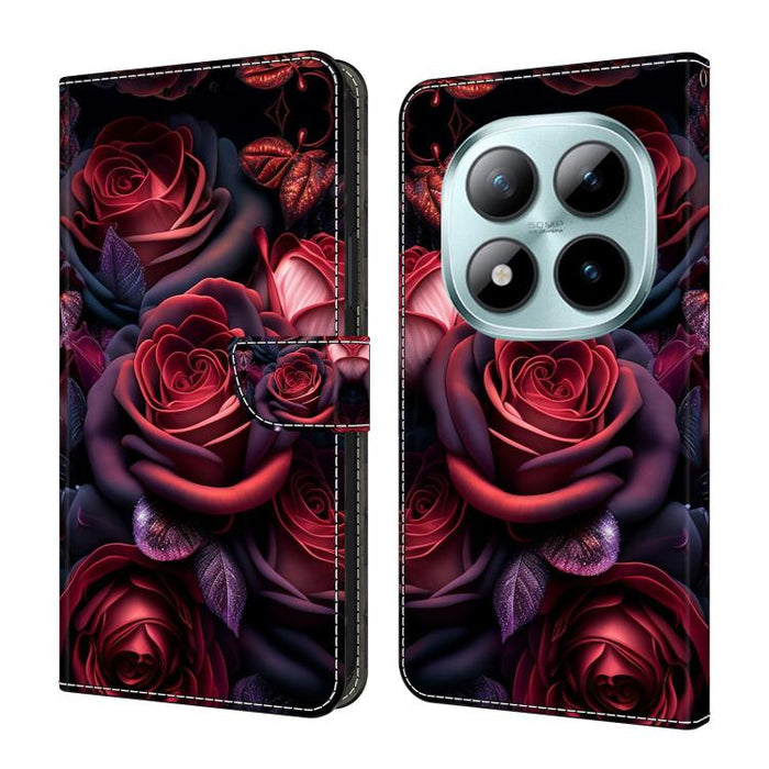 Funda para teléfono de cuero vegano pintado con efecto cristal, For Redmi Note 15 5G / 4G Global 164mm / Poco M8 5G, For Redmi Note 15 Pro 5G Global 163.6mm, For Redmi 15C 5G / 4G EU 173mm / Poco C85 5G, For Redmi 15 5G Global / 4G SEA 169.5mm