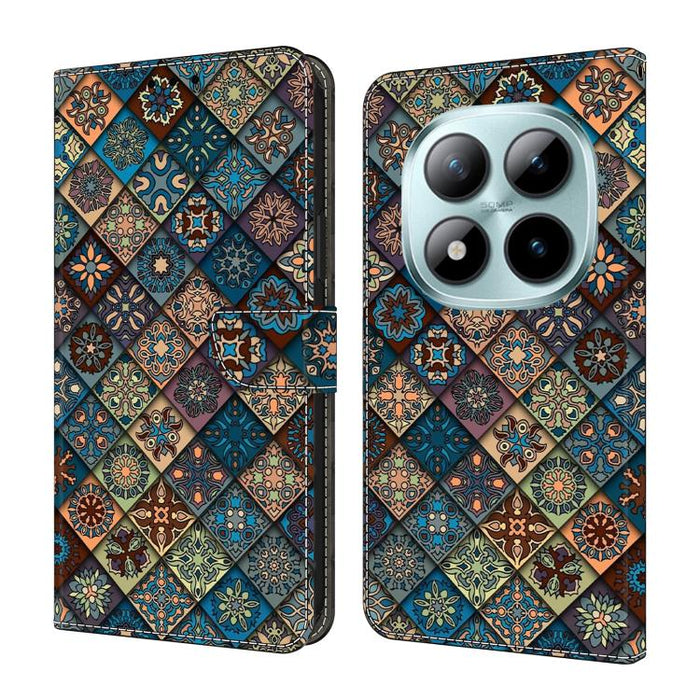 Funda para teléfono de cuero vegano pintado con efecto cristal, For Redmi Note 15 5G / 4G Global 164mm / Poco M8 5G, For Redmi Note 15 Pro 5G Global 163.6mm, For Redmi 15C 5G / 4G EU 173mm / Poco C85 5G, For Redmi 15 5G Global / 4G SEA 169.5mm