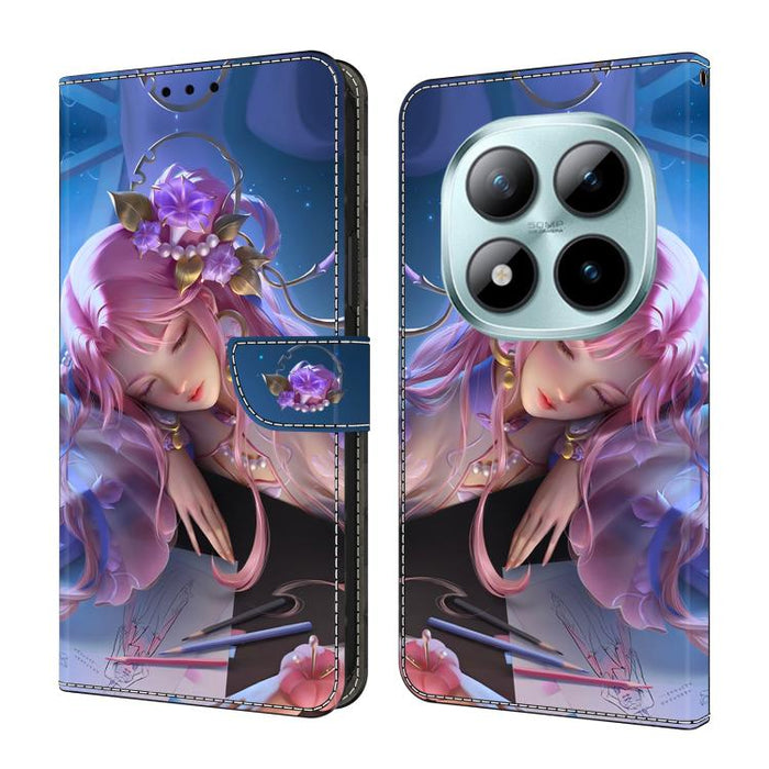 Funda para teléfono de cuero vegano pintado con efecto cristal, For Redmi Note 15 5G / 4G Global 164mm / Poco M8 5G, For Redmi Note 15 Pro 5G Global 163.6mm, For Redmi 15C 5G / 4G EU 173mm / Poco C85 5G, For Redmi 15 5G Global / 4G SEA 169.5mm