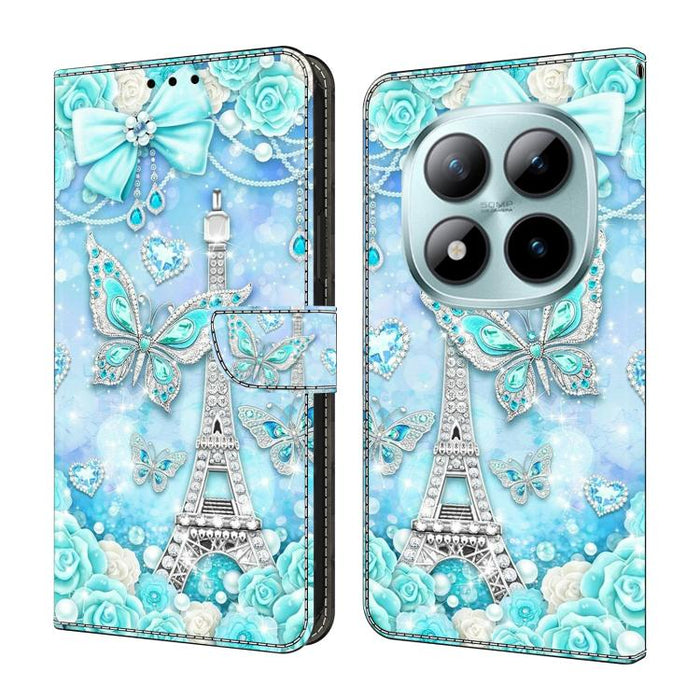 Funda para teléfono de cuero vegano pintado con efecto cristal, For Redmi Note 15 5G / 4G Global 164mm / Poco M8 5G, For Redmi Note 15 Pro 5G Global 163.6mm, For Redmi 15C 5G / 4G EU 173mm / Poco C85 5G, For Redmi 15 5G Global / 4G SEA 169.5mm