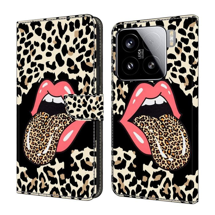 Funda para teléfono de cuero vegano pintado con efecto cristal, For Xiaomi 15