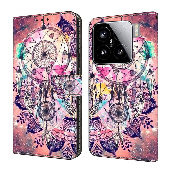 Funda para teléfono de cuero vegano pintado con efecto cristal, For Xiaomi 15