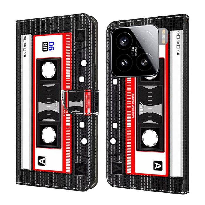 Funda para teléfono de cuero vegano pintado con efecto cristal, For Xiaomi 15
