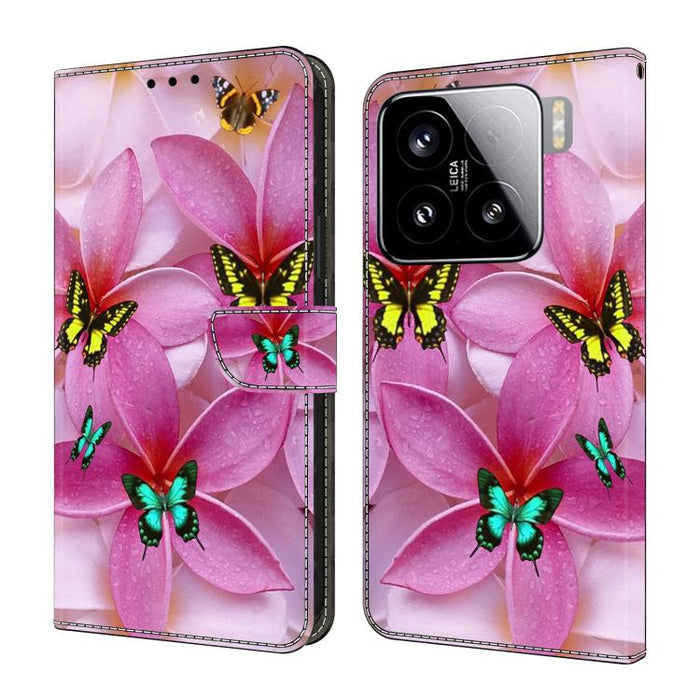 Funda para teléfono de cuero vegano pintado con efecto cristal, For Xiaomi 15