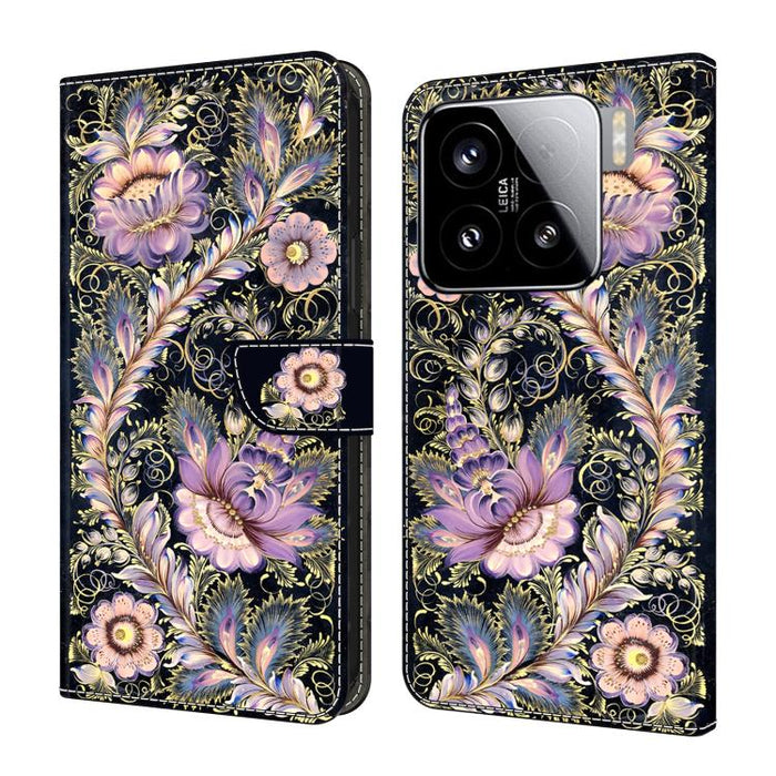 Funda para teléfono de cuero vegano pintado con efecto cristal, For Xiaomi 15