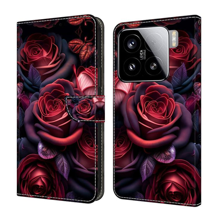 Funda para teléfono de cuero vegano pintado con efecto cristal, For Xiaomi 15