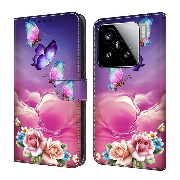 Funda para teléfono de cuero vegano pintado con efecto cristal, For Xiaomi 15