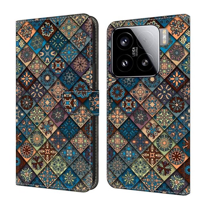 Funda para teléfono de cuero vegano pintado con efecto cristal, For Xiaomi 15