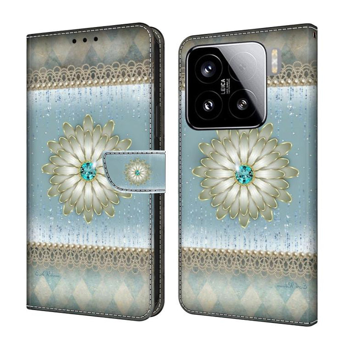 Funda para teléfono de cuero vegano pintado con efecto cristal, For Xiaomi 15