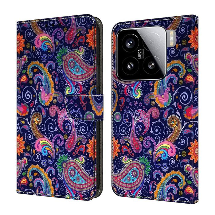 Funda para teléfono de cuero vegano pintado con efecto cristal, For Xiaomi 15