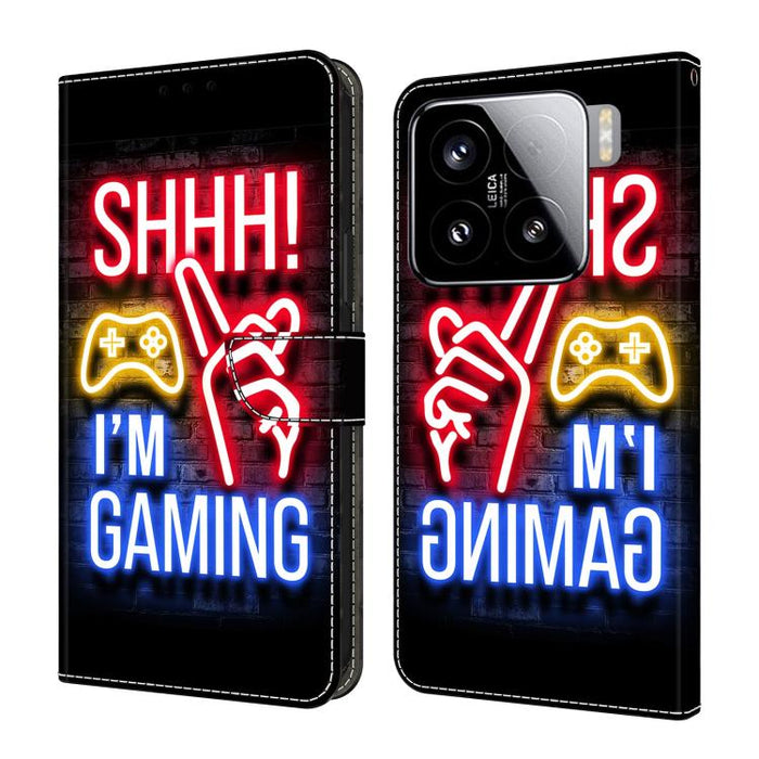 Funda para teléfono de cuero vegano pintado con efecto cristal, For Xiaomi 15