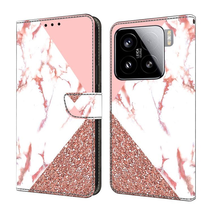Funda para teléfono de cuero vegano pintado con efecto cristal, For Xiaomi 15