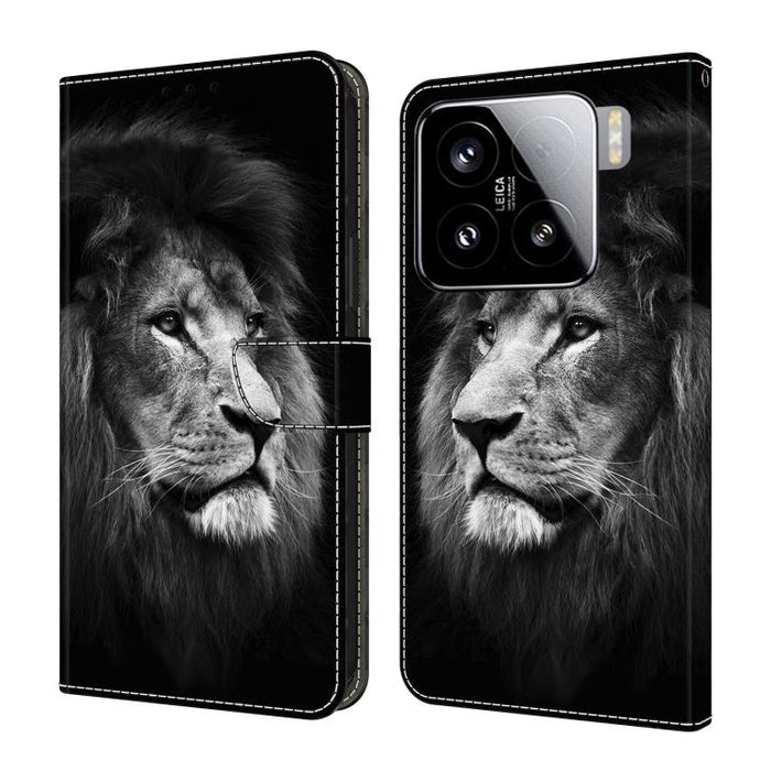 Funda para teléfono de cuero vegano pintado con efecto cristal, For Xiaomi 15