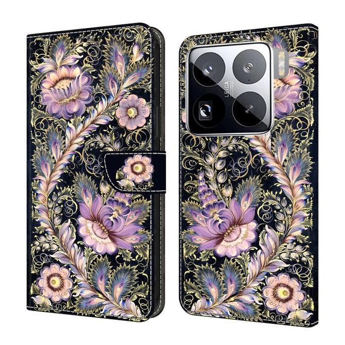 Funda para teléfono de cuero vegano pintado con efecto cristal, For Xiaomi 17 Ultra, For Xiaomi 15T Pro 5G, For Xiaomi 15T 5G, For Xiaomi 15 Pro