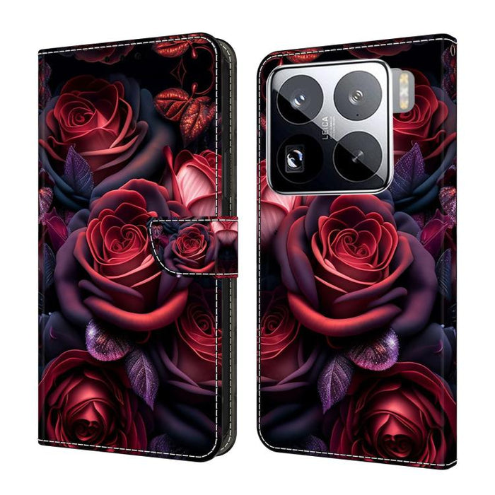 Funda para teléfono de cuero vegano pintado con efecto cristal, For Xiaomi 17 Ultra, For Xiaomi 15T Pro 5G, For Xiaomi 15T 5G, For Xiaomi 15 Pro