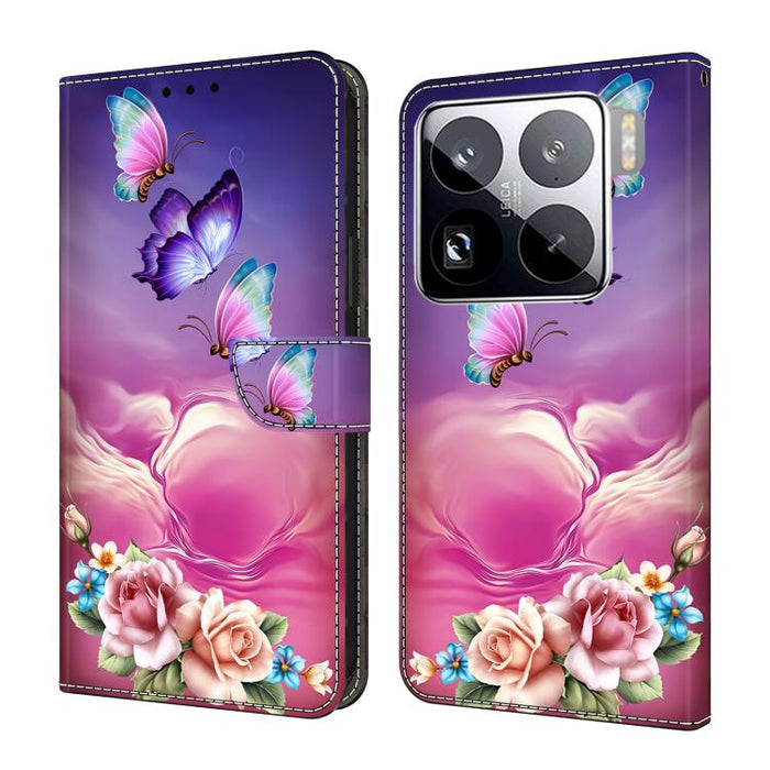 Funda para teléfono de cuero vegano pintado con efecto cristal, For Xiaomi 17 Ultra, For Xiaomi 15T Pro 5G, For Xiaomi 15T 5G, For Xiaomi 15 Pro