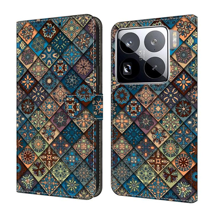 Funda para teléfono de cuero vegano pintado con efecto cristal, For Xiaomi 17 Ultra, For Xiaomi 15T Pro 5G, For Xiaomi 15T 5G, For Xiaomi 15 Pro