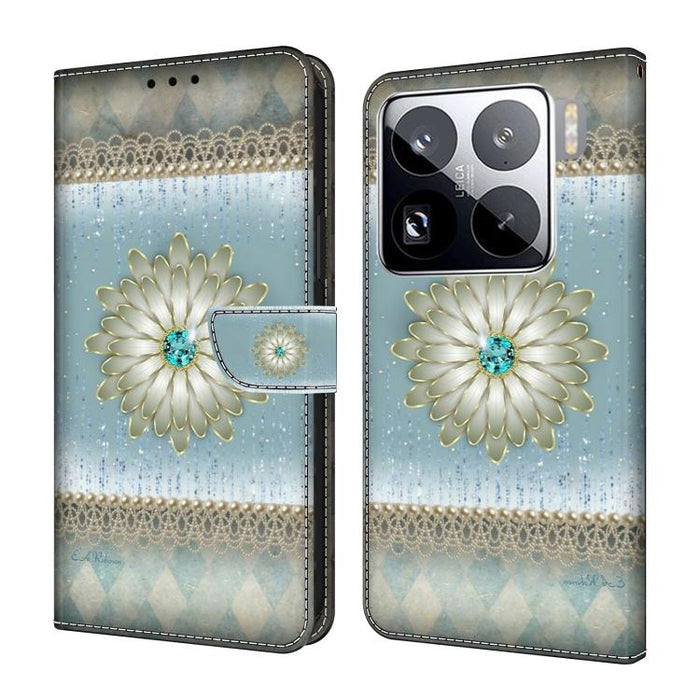 Funda para teléfono de cuero vegano pintado con efecto cristal, For Xiaomi 17 Ultra, For Xiaomi 15T Pro 5G, For Xiaomi 15T 5G, For Xiaomi 15 Pro