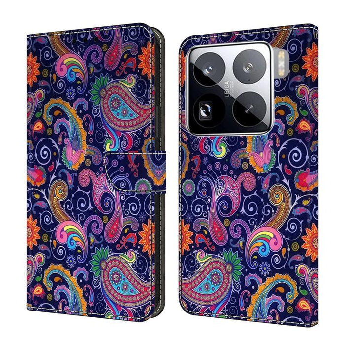 Funda para teléfono de cuero vegano pintado con efecto cristal, For Xiaomi 17 Ultra, For Xiaomi 15T Pro 5G, For Xiaomi 15T 5G, For Xiaomi 15 Pro