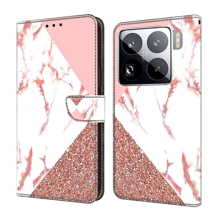 Funda para teléfono de cuero vegano pintado con efecto cristal, For Xiaomi 17 Ultra, For Xiaomi 15T Pro 5G, For Xiaomi 15T 5G, For Xiaomi 15 Pro