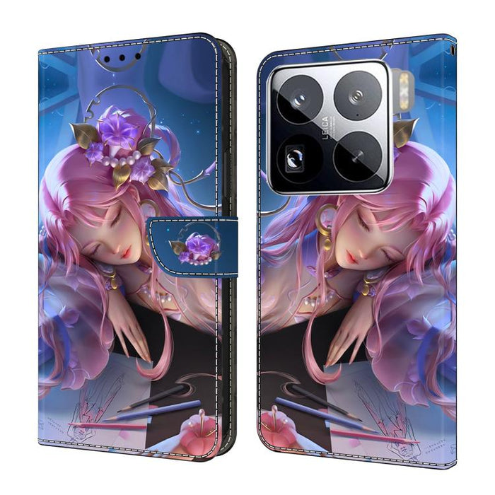 Funda para teléfono de cuero vegano pintado con efecto cristal, For Xiaomi 17 Ultra, For Xiaomi 15T Pro 5G, For Xiaomi 15T 5G, For Xiaomi 15 Pro