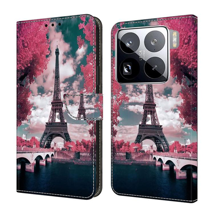 Funda para teléfono de cuero vegano pintado con efecto cristal, For Xiaomi 17 Ultra, For Xiaomi 15T Pro 5G, For Xiaomi 15T 5G, For Xiaomi 15 Pro