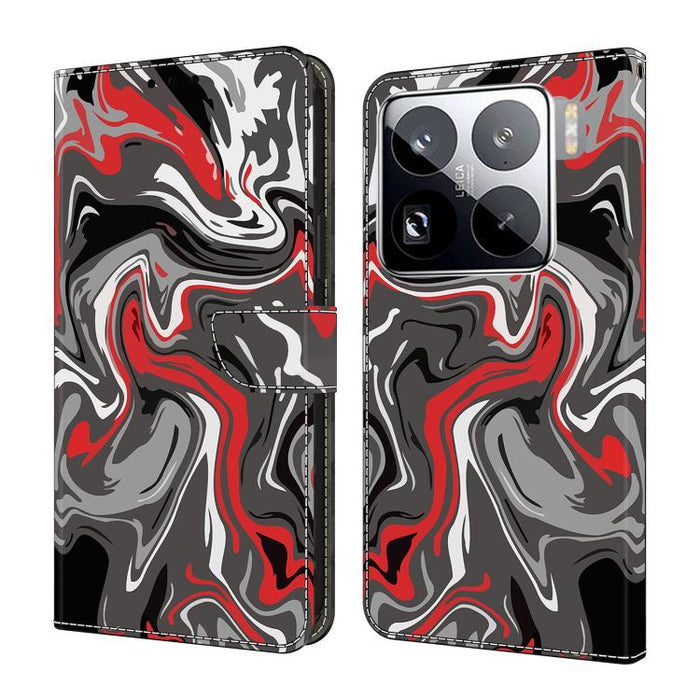 Funda para teléfono de cuero vegano pintado con efecto cristal, For Xiaomi 17 Ultra, For Xiaomi 15T Pro 5G, For Xiaomi 15T 5G, For Xiaomi 15 Pro