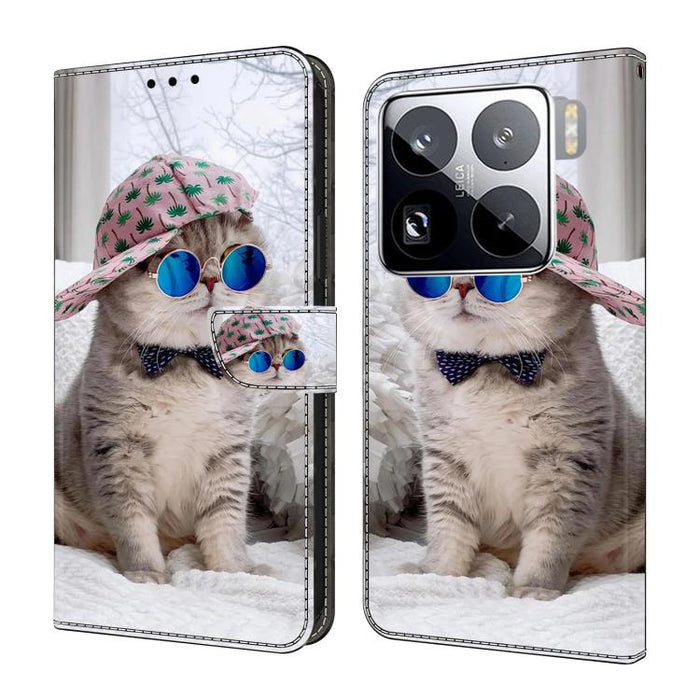 Funda para teléfono de cuero vegano pintado con efecto cristal, For Xiaomi 17 Ultra, For Xiaomi 15T Pro 5G, For Xiaomi 15T 5G, For Xiaomi 15 Pro