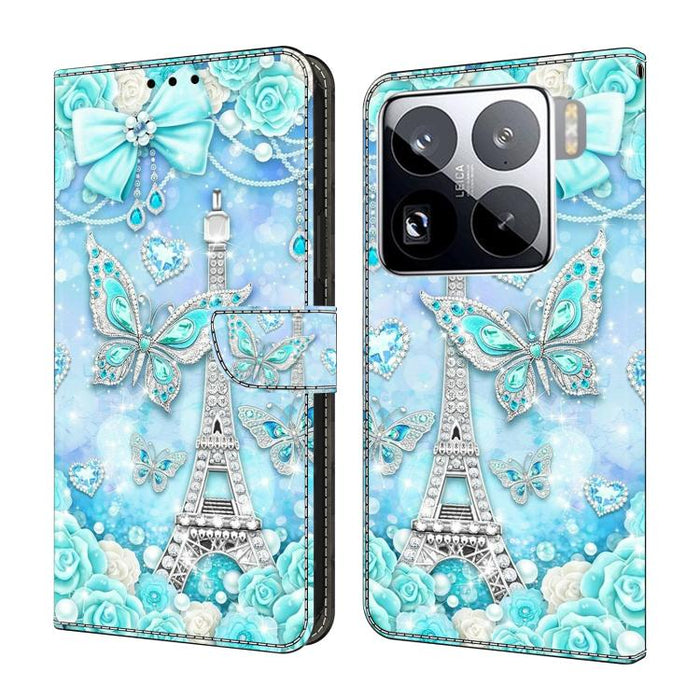Funda para teléfono de cuero vegano pintado con efecto cristal, For Xiaomi 17 Ultra, For Xiaomi 15T Pro 5G, For Xiaomi 15T 5G, For Xiaomi 15 Pro