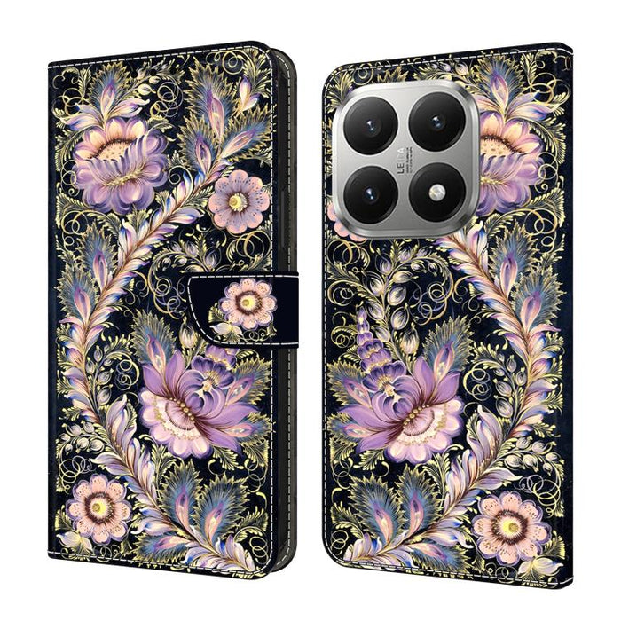 Funda para teléfono de cuero vegano pintado con efecto cristal, For Xiaomi 17 Ultra, For Xiaomi 15T Pro 5G, For Xiaomi 15T 5G, For Xiaomi 15 Pro
