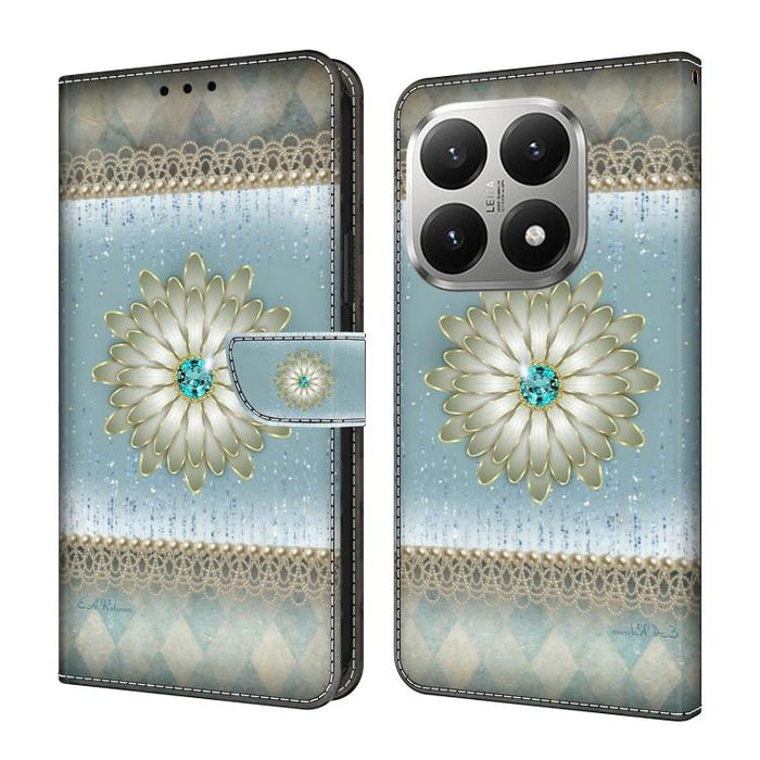 Funda para teléfono de cuero vegano pintado con efecto cristal, For Xiaomi 17 Ultra, For Xiaomi 15T Pro 5G, For Xiaomi 15T 5G, For Xiaomi 15 Pro