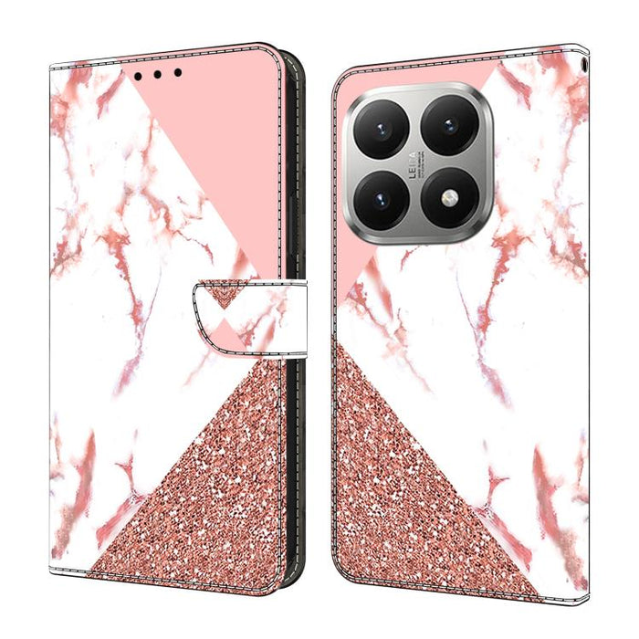 Funda para teléfono de cuero vegano pintado con efecto cristal, For Xiaomi 17 Ultra, For Xiaomi 15T Pro 5G, For Xiaomi 15T 5G, For Xiaomi 15 Pro