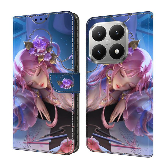 Funda para teléfono de cuero vegano pintado con efecto cristal, For Xiaomi 17 Ultra, For Xiaomi 15T Pro 5G, For Xiaomi 15T 5G, For Xiaomi 15 Pro