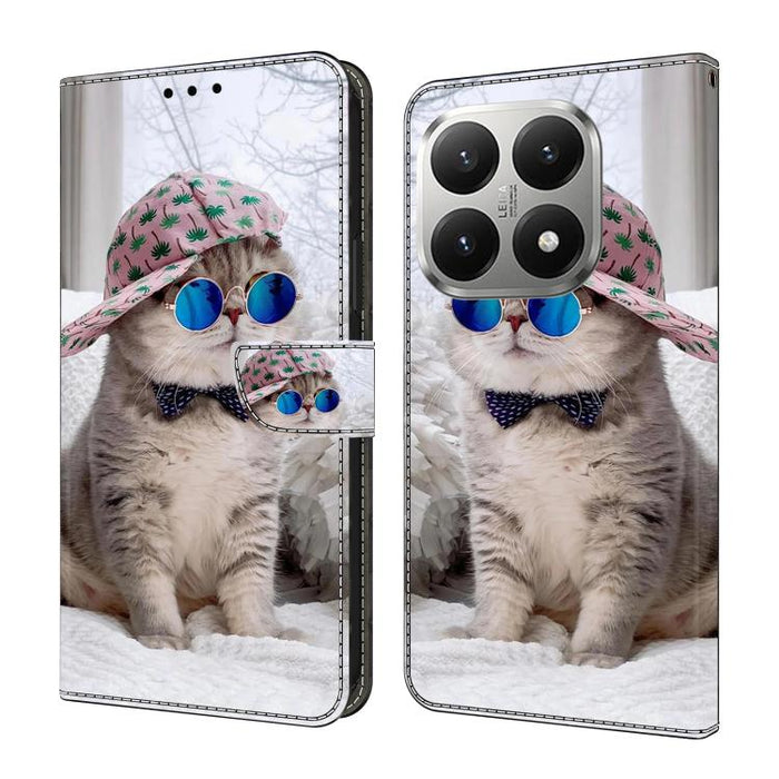 Funda para teléfono de cuero vegano pintado con efecto cristal, For Xiaomi 17 Ultra, For Xiaomi 15T Pro 5G, For Xiaomi 15T 5G, For Xiaomi 15 Pro
