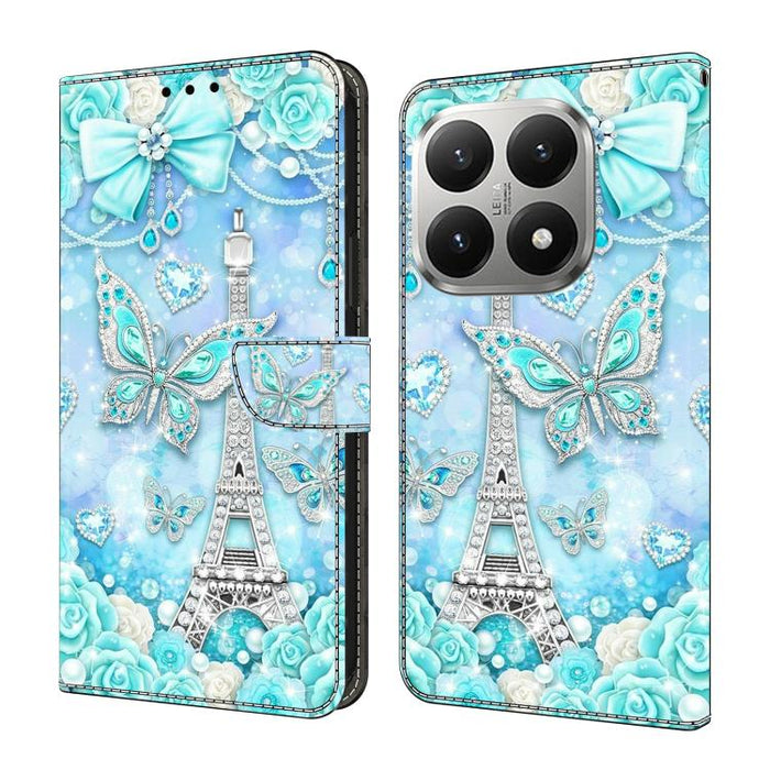 Funda para teléfono de cuero vegano pintado con efecto cristal, For Xiaomi 17 Ultra, For Xiaomi 15T Pro 5G, For Xiaomi 15T 5G, For Xiaomi 15 Pro