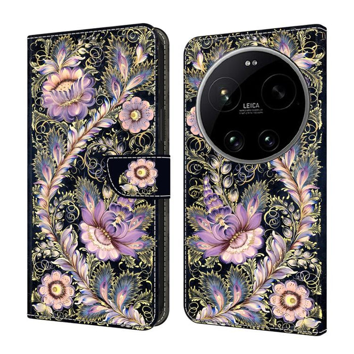 Funda para teléfono de cuero vegano pintado con efecto cristal, For Xiaomi 17 Ultra, For Xiaomi 15T Pro 5G, For Xiaomi 15T 5G, For Xiaomi 15 Pro