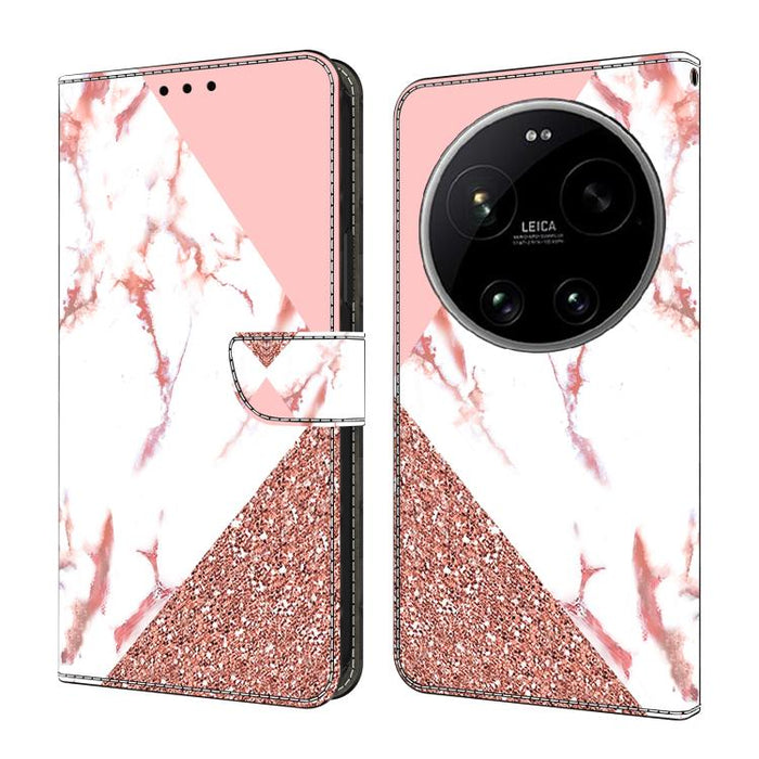 Funda para teléfono de cuero vegano pintado con efecto cristal, For Xiaomi 17 Ultra, For Xiaomi 15T Pro 5G, For Xiaomi 15T 5G, For Xiaomi 15 Pro