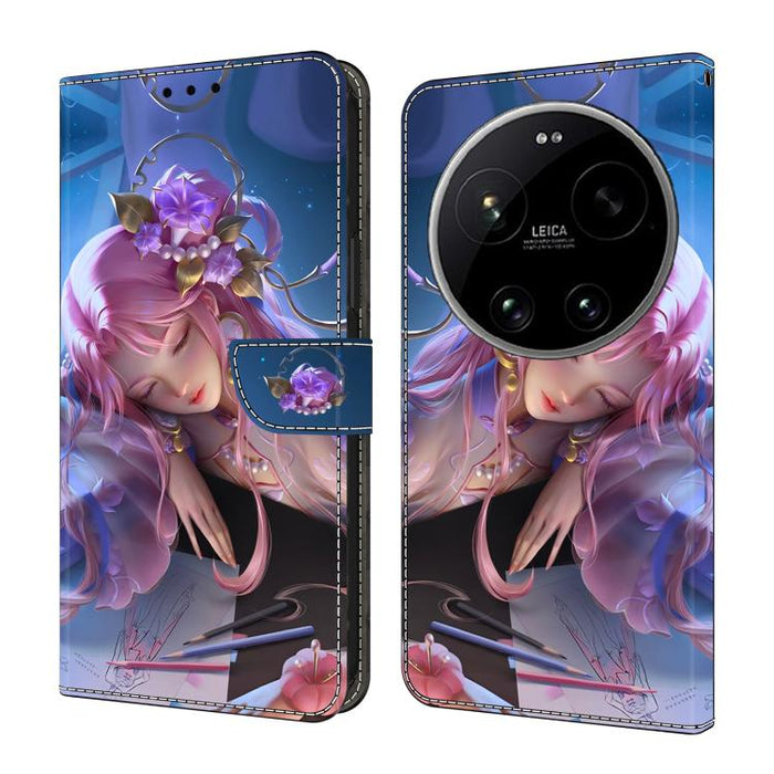 Funda para teléfono de cuero vegano pintado con efecto cristal, For Xiaomi 17 Ultra, For Xiaomi 15T Pro 5G, For Xiaomi 15T 5G, For Xiaomi 15 Pro