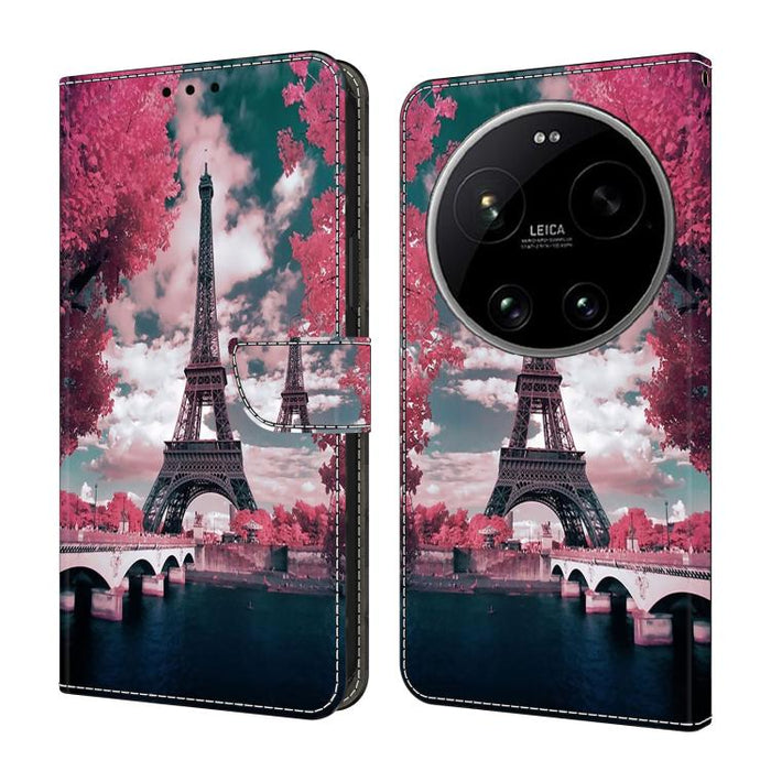 Funda para teléfono de cuero vegano pintado con efecto cristal, For Xiaomi 17 Ultra, For Xiaomi 15T Pro 5G, For Xiaomi 15T 5G, For Xiaomi 15 Pro