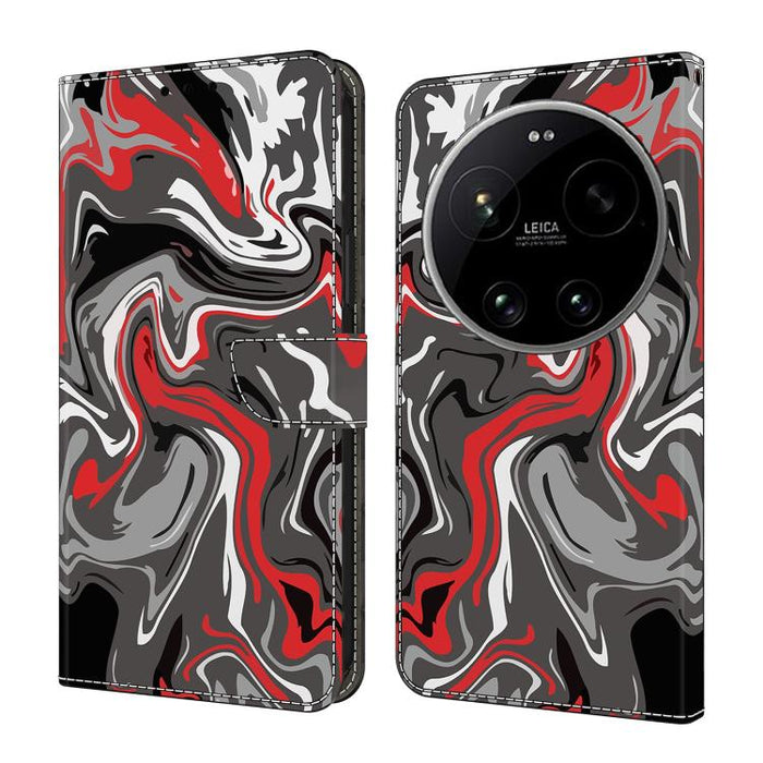 Funda para teléfono de cuero vegano pintado con efecto cristal, For Xiaomi 17 Ultra, For Xiaomi 15T Pro 5G, For Xiaomi 15T 5G, For Xiaomi 15 Pro