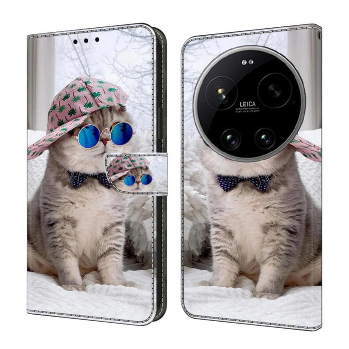 Funda para teléfono de cuero vegano pintado con efecto cristal, For Xiaomi 17 Ultra, For Xiaomi 15T Pro 5G, For Xiaomi 15T 5G, For Xiaomi 15 Pro