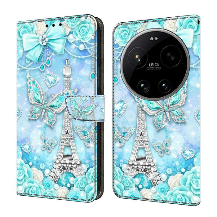 Funda para teléfono de cuero vegano pintado con efecto cristal, For Xiaomi 17 Ultra, For Xiaomi 15T Pro 5G, For Xiaomi 15T 5G, For Xiaomi 15 Pro