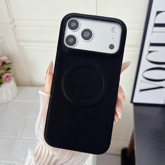 Funda magnética para teléfono con acabado mate aterciopelado de policarbonato y piel vegana., For iPhone 17 Pro Max, For iPhone 17 Pro, For iPhone 17, For iPhone Air, For iPhone 16 Pro Max, For iPhone 16 Pro, For iPhone 16 Plus, For iPhone 16          ...